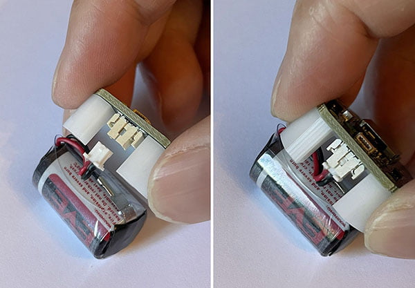 Insert new battery to the wireless vibration sensor