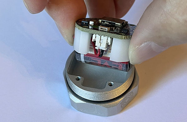 Insert battery to Broadsens wireless vibration sensor base